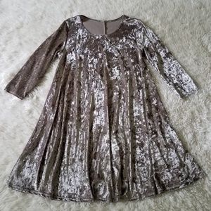 Velvet Mini Swing Dress Tunic Stretchy Champagne